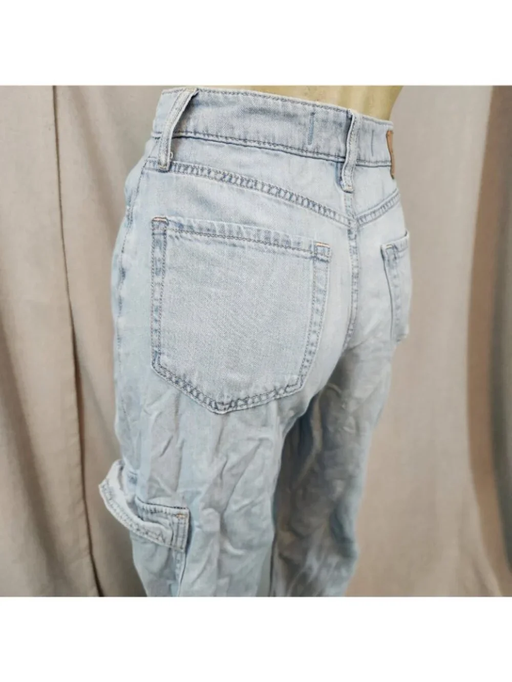 Hollister High Rise Vintg Baggy Light Wash Denim Blue Jean Size 1R / 0R 25 Wx 29 - Picture 7 of 9